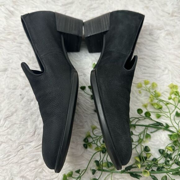 Ecco Black Nubuck Leather Block Heel Pumps Slip On Shoes Comfy Size 38 US 7-7.5 - Picture 3 of 8